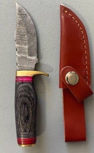 Brand New Damascus Knife with Leather Sheath 6.5 Overall Length