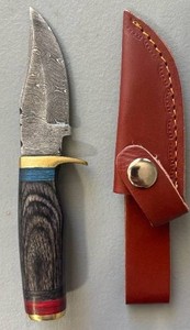 Brand New Damascus Knife with Leather Sheath 6.5 Overall Length
