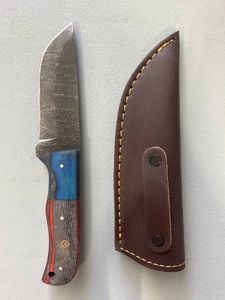 Brand New Damascus Knife with Leather Sheath 8 Overall Length
