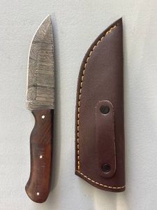 Brand New Damascus Knife with Leather Sheath 8 Overall Length