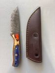 Brand New Damascus Knife with Leather Sheath 8" Overall Length