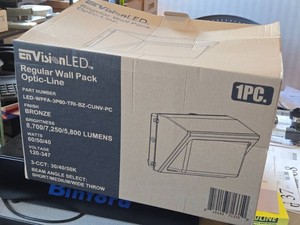 Lot of (1) Envision LED Regular Wall Pack Optic-Line 405060W 870072505800 Lumen 120-240V 304050K CCT - Bronze Finish LED-WPFA-3P60-TRI-BZ-CUNV-PC