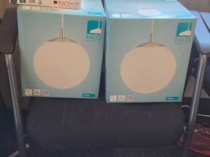 Lot of (2) Eglo Rondo Round Pendant Light 50W - Matte Nickel Finish 85261A