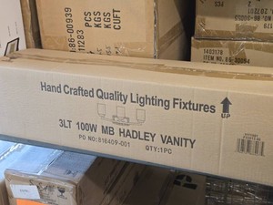 Lot of (1) Sun Set Lighting MB Hadley Bright Satin Nickel Finish 3-Light 100W Vanity Light F22013-80
