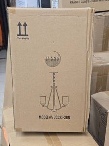 Lot of (2) Trans Globe 3-Light Chandelier - Brushed Nickel Finish 70525-3BN