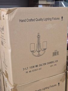 Lot of (1) Sun Set Lighting MB Dalton 3 Light 100W Chandelier - Bright Satin Nickel Finish F18003-80