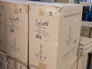 Lot of (2) Sun Set Lighting MB Dalton 3 Light 100W Chandelier - Bright Satin Nickel Finish F18003-80