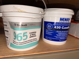 Lot of 2 Flooring Adhesives  Tarkett 965 Flooring & Tread Adhesive and Henry 430 ClearPro VCT Adhesive
