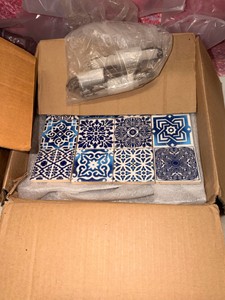 Decorative Spanish-Style Ceramic Mosaic Tiles  Blue & White