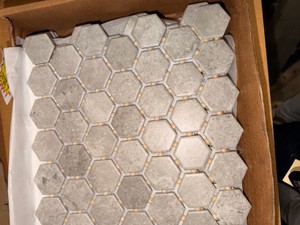 Box of Gray Hexagon Ceramic Mosaic Tile Sheets  New