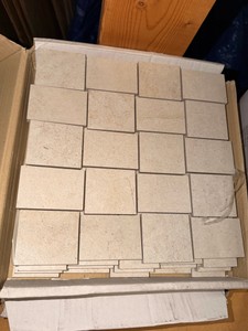 Beige Stone-Look Mosaic Tile Sheets  Mesh Mounted BacksplashAccent Tile