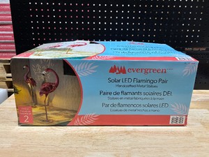 Evergreen Metal Solar LED Flamingo Pair