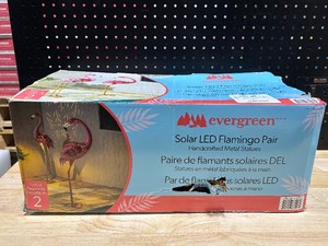 Evergreen Metal Solar LED Flamingo Pair