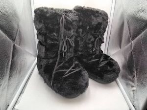 Unbranded Womens Black Faux Fur Lace-Up Moon Boots Winter Snow Size 3940 EUR (US 8.5-9) New