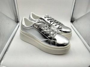 Lucky Step Womens Silver Metallic Platform Lace-Up Sneaker Size 9 New With Tags