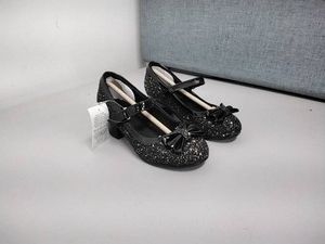 Unbranded Glitter Mary Jane Bow Heels Girls Black Size 12 Pre-Owned