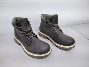 Anjou Femme Womens Gray Faux-Nubuck Lace-Up Work-Look Ankle Boot Size 7.5 Pre-Owned