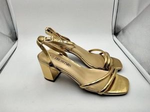 Dream Pairs Womens Gold Metallic Strappy Block Heel Ankle Strap Sandal Size 6 New