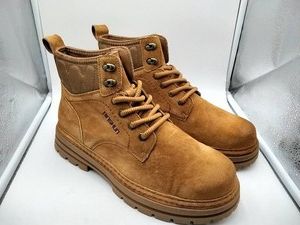 Binshun Mens Wheat Tan Suede-Look Lace-Up Work Ankle Boot Size 44 EUR (US Mens 10.5) New