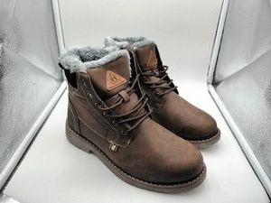 Mishansha Unisex Brown Faux-Fur Lined Lace-Up Winter Ankle Boot Size 39 EUR (US Mens 6.5  Womens 8) New