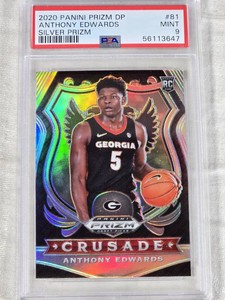 Anthony Edwards Rookie 2020 Panini Prizm Silver Prizm PSA Graded Mint 9 - University of Georgia Basketball Card