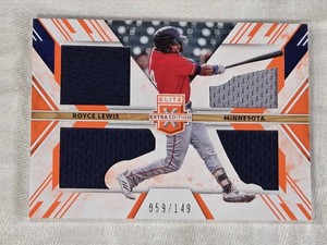 Royce Lewis 2019 Panini Elite Extra Edition Materials #TS-RL and Numbered 59149 - Minnesota Baseball Card
