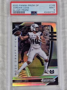 Jordan Love Rookie 2020 Panini Prizm Silver Prizm PSA PSA Graded 9 - Utah State Aggies Football Card