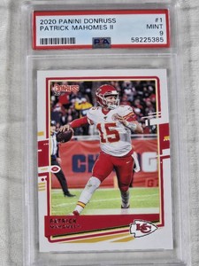 Patrick Mahomes II 2020 Panini Donruss #1 PSA Graded Mint 9 - Kansas City Chiefs Football Card