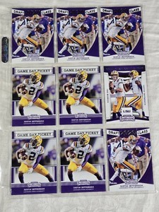 Lot of 9 Justin Jefferson Football Cards. Features include LSU Draft Class and Game Day Tickets.