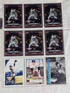 Lot of 9 Mickey Mantle Baseball Cards including Topps and Fleer brands