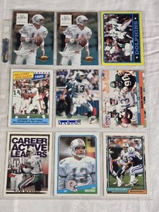 Lot of 9 Dan Marino Football Cards featuring sets like Topps and Pro Set