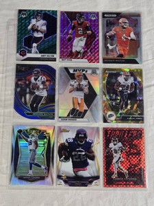 Lot of 9 Football Cards Featuring Amari Cooper, Aaron Rodgers, Deshaun Watson, and More with Holo and MVP Editions