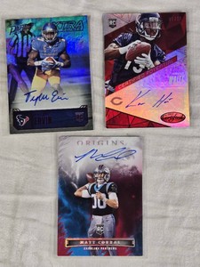 Lot of 3 Football Rookie Autos Featuring Matt Corral Numbered 1899, Tyler Ervin, and Kevin White Numbered 115