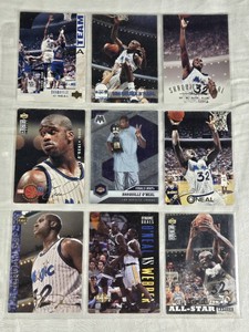 Lot of 9 Shaquille ONeal Basketball Cards featuring brands like Upper Deck and Collectors Choice