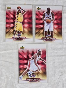 Lot of 3 LeBron James Basketball Cards Featuring Upper Deck Set, Cavaliers Jerseys, and 2005 All-Star Mention