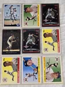 Lot of 9 Mickey Mantle Baseball Cards featuring Topps Reprints and Home Run History Series.