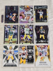 Lot of 9 Aaron Rodgers Football Cards