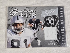 Tim Brown 2020 Panini Prestige Gridiron Heritage Game-Used Material #GH-TB - Oakland Raiders Football Card