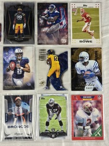 Lot of 9 Football Cards Featuring AJ Dillon, Odell Beckham Jr., Marvin Harrison Rookie,  Deion Sanders No. 1 Pick, and Von Miller Rookie