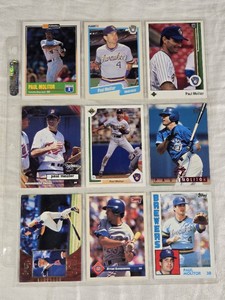 Lot of 8 Paul Molitor Baseball Cards and 1 Ryne Sandberg Baseball Card