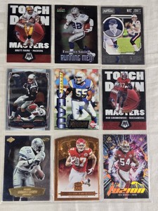 Lot of 9 Football Cards featuring players such as Emmitt Smith, Rob Gronkowski, and Brett Favre