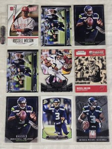 Lot of 9 Russell Wilson Football Cards including Panini, Topps Chrome