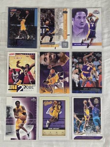 Lot of 9 Kobe Bryant Basketball Cards including Upper Deck, MVP, and Fleer.
