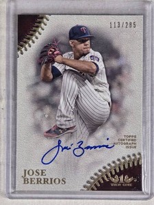 Jose Berrios 2018 Topps Tier One Auto Numbered 113285 - Minnesota Twins Baseball Card