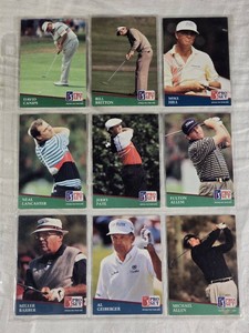 Lot of 9 Golf Cards Featuring Michael Allen, Al Geiberger, and Bill Britton