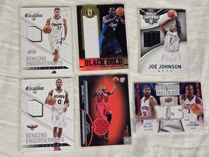 Lot of 6 Patch Relic Basketball Cards Featuring Blake Griffin, Joe Johnson, Jeff Teague, Elton Brand, Rasheed Wallace, and Amare Stoudemire