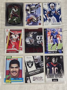 Lot of 8 Football Cards Featuring Chase Young, Jonathan Taylor, Isaih Pacheco, Randall Cobb, Junior Seau, Khalil Mack, DeAndre Hopkins, and Brian Urlacher - Including Rookie Cards