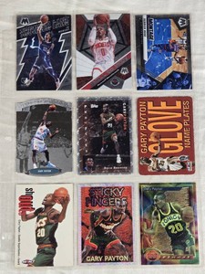 Lot of 9 Basketball Cards Featuring Gary Payton, Derrick Rose, Ja Morant, and Russell Westbrook