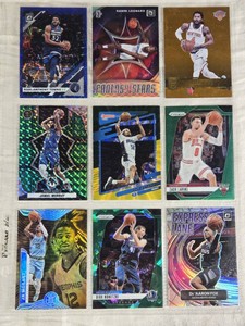 Lot of 9 Basketball Cards Featuring Players Like Ja Morant, Jamal Murray, and Karl-Anthony Towns and Others