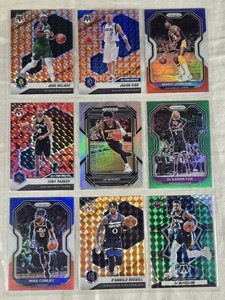 Lot of 9 Basketball Cards Featuring Magic Johnson, Ja Morant, DAngelo Russell, and Others, Mosaic Prism and Panini Prizm varieties.